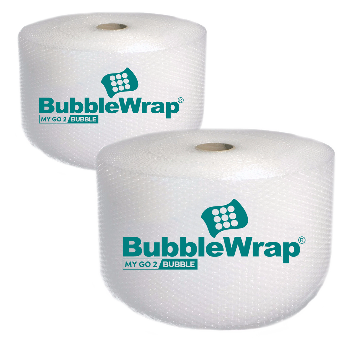 2 Rolls of Small Bubble Wrap with My Go 2 Bubble on a white background