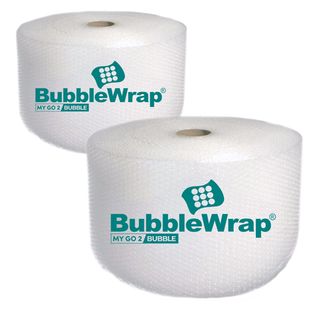 2 Rolls of Small Bubble Wrap with My Go 2 Bubble on a white background