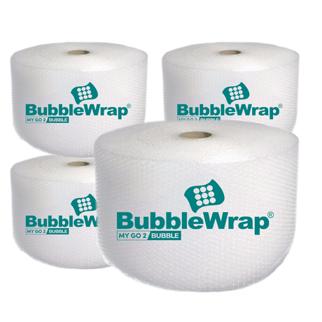 4 Rolls of Small Bubble Wrap with My Go 2 Bubble on a white background