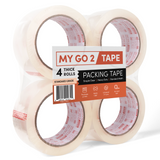 MY GO 2 Tape 4-Pack Clear Standard Grade Packing Tape - 2.3 Mil Thick, 1.88" Wide, 60 Yard Rolls